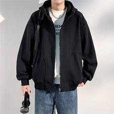 高克重毛呢料连帽夹克男ins原宿风宽松外套JK0552-P63，男装夹克，星座308B-2