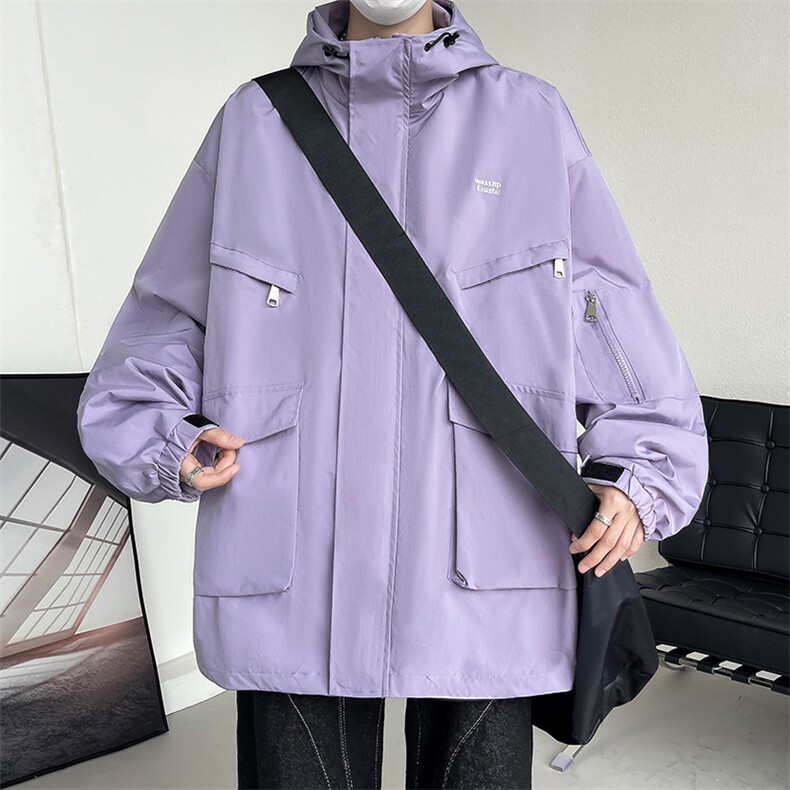 工装潮户外刺绣情侣款夹克春季冲锋衣男连帽外套A266-JK8019-P30,男装夹克,电商A266