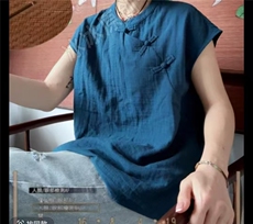夏季双纱盘扣上衣时尚百搭休闲风，女装T恤，湘姗