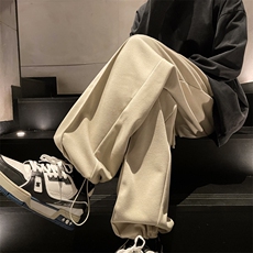 美式春季百搭高街束脚休闲长裤子潮牌宽松直筒阔腿运动裤QK61-P38，男装休闲裤，星座1008