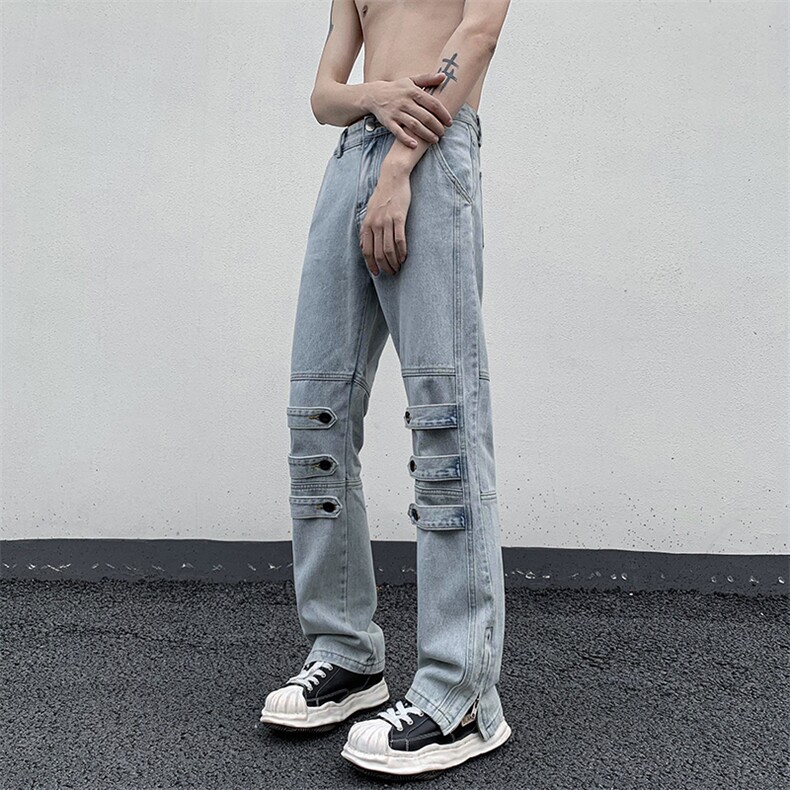 B221美式ins高街小众个性款拉链牛仔裤LK23018-P65控88,男装牛仔裤,电商B221