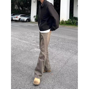 网图有货 美式复古棕色cleanfit微喇直筒牛仔裤男女 A119-P58图片