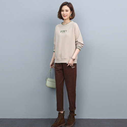 春装套装女宽松显瘦2024年新款潮韩版休闲百搭卫衣两件套装裤子棉,女装卫衣/绒衫,独衣靓
