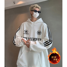 抖音得物供货提供视频秋冬重磅美式宽松织带连帽卫衣04202，男装卫衣，电商A486
