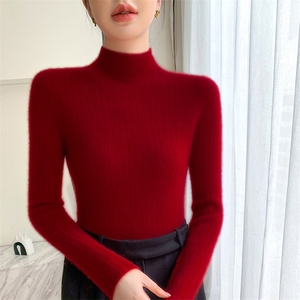 2025年秋季新款百搭女士七针半高领一线套头衫图片