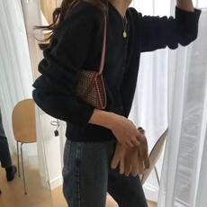 羊绒开衫女圆领针织毛衣外套秋冬新款宽松百搭短款显瘦打底羊毛衫，女装短外套，美轩羊绒