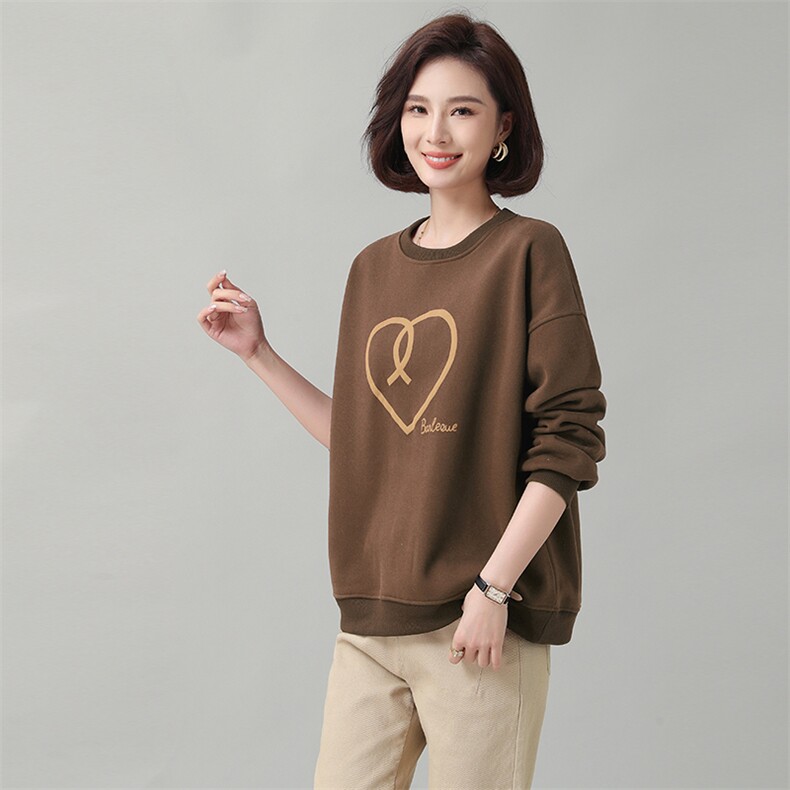时尚百搭加绒卫衣女宽松显瘦长袖上衣秋冬新款韩版休闲外套潮,女装卫衣/绒衫,秋牧寒烟