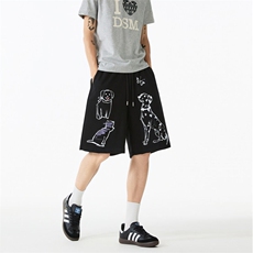 抖音品质夏季新款可爱小光印花宽松五分裤B315-K25421-特p30控58，男装休闲裤，电商B315