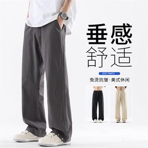 美式宽松纯色休闲裤2025男款潮流百搭简约时尚运动裤K2512-P52图片