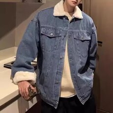866加绒-P70春秋款日系工装口袋牛仔夹克男士韩版百搭青少年，男装夹克，电商B323A