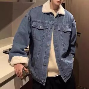 866加绒-P70 春秋款日系工装口袋牛仔夹克男士韩版百搭青少年图片