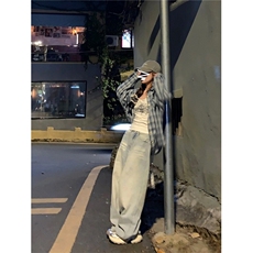 TC679-p45美式复古蓝色格子衬衫女装秋季新款外搭衬衣防晒外套，女装衬衫，星座617A-2