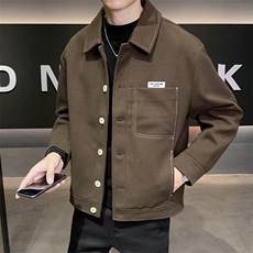社会小伙高端呢子拼皮宽松韩版外套大衣夹克男A236-JK0813-P130，男装夹克，电商A236
