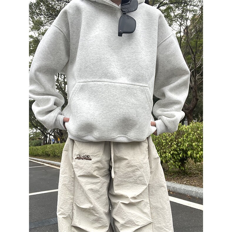 抖音得物高品质二开 秋冬美式高街重磅结构辑明线连帽卫衣外套W75图片
