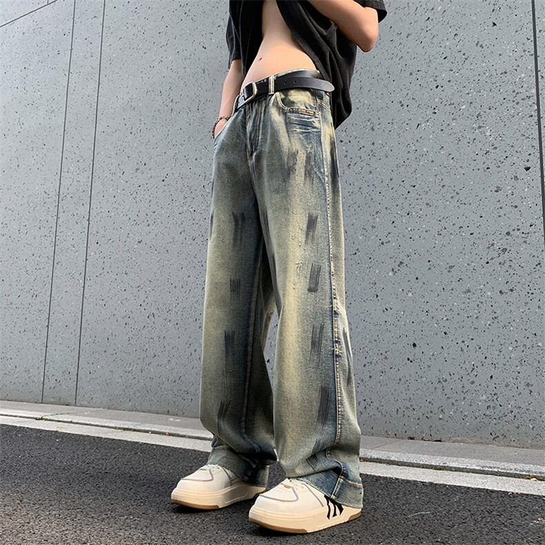 美式街头牛仔裤男直筒宽松欧美高街vibe风长裤子N0907-P50图片