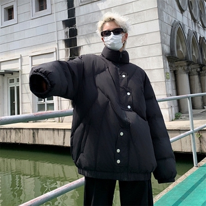 加绒加厚冬男高领棉衣工装扣拉链面包服棉袄拼接外套1505- P105图片