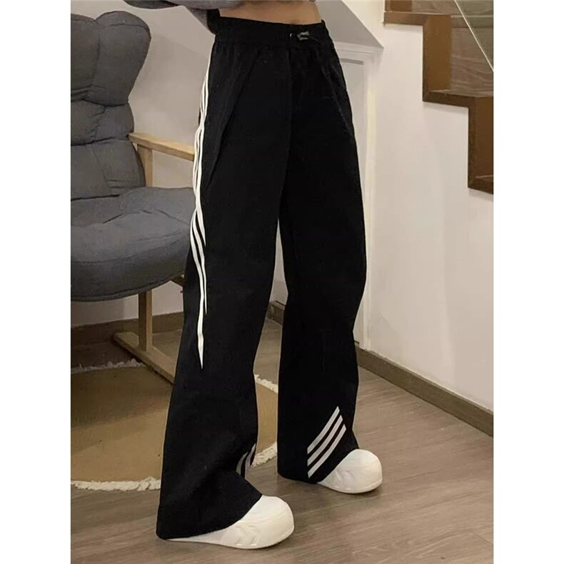 美式高街垂坠感条纹运动休闲裤男女潮流直筒阔腿户外冲锋裤子ins，男装休闲裤，星座506A