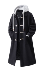 1白底牛角扣加棉呢大衣可拆卸帽大码M-5XL外套男FY8716P138控188，女装短外套，星座227-7