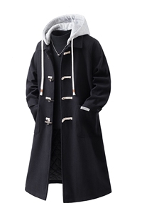 1白底牛角扣加棉呢大衣可拆卸帽大码M-5XL外套男FY8716P138控188图片
