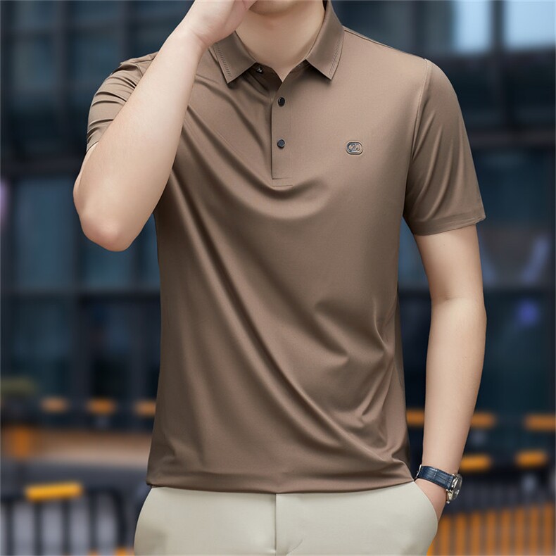 男装短袖T恤男2023夏季新款纯色翻领POLO衫中年商务休闲体恤上衣,男装Polo衫,电商B212（原钱塘6029）