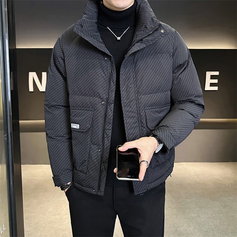 轻薄羽绒服男冬季2024新款条纹立领男装外套A313-7535-P175,男装羽绒服,电商A313