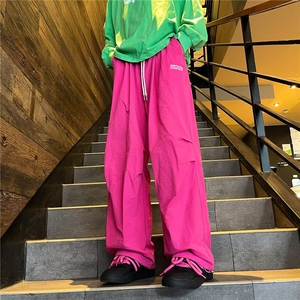 直筒长裤潮时尚潮牌青春流行百搭运动裤宽松型纯色休闲裤夏季图片