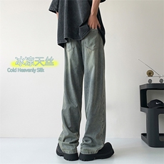 牛仔裤X2454-TP45控价68夏季港风美式宽松直筒弹力拖地裤，男装牛仔裤，电商A102-1