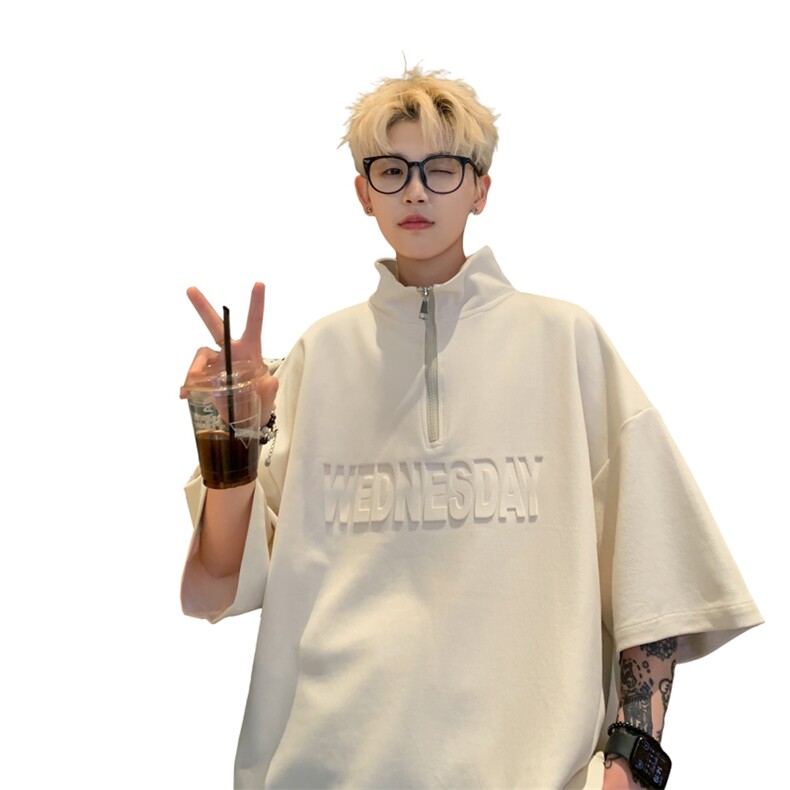 量大优供视频半高领拉链钢印短袖t恤polo衫男KT501-特P28,男装Polo衫,电商B371