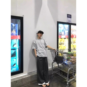 W9646-P40 网图现货 假两件亨利领t恤夏季重磅短袖图片