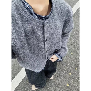已下单~秋冬重磅老钱风假两件针织毛衣开衫MY2573批88图片