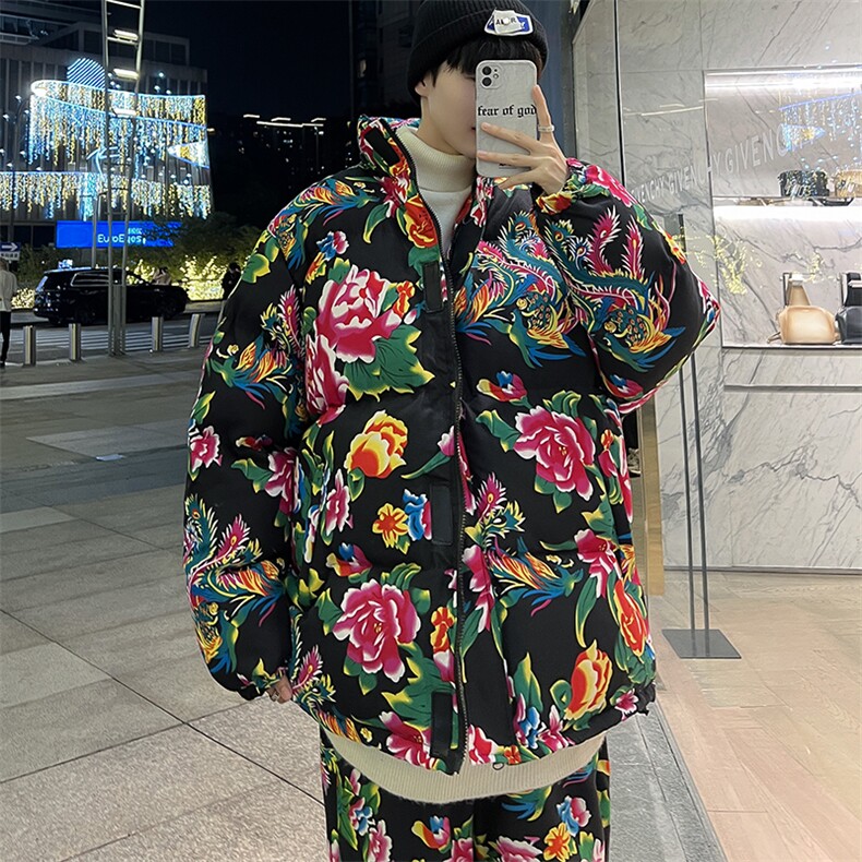 MY203东北大花加厚保暖防寒风汉服棉衣外套机车服棉袄男女潮图片
