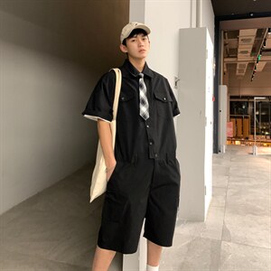【2025春夏】港风日系复古连体裤工装男连体衣女送皮带腰包图片