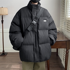棕咖色美式复古棉服男款冬季加厚青少年面包服外套潮牌立领棉衣袄，男装棉衣，电商B205