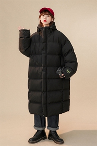 1中性风中长款横条连帽大码M-5XL潮流棉服外套女8719P135控188图片