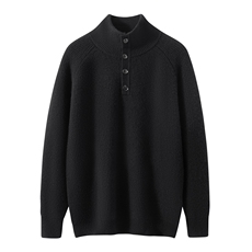 2025百搭时尚简约立领系扣元宝针开衫，男装羊绒套衫，绒誉暖羊绒