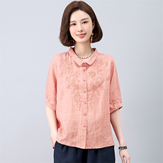 轻薄透气纯苎麻衬衫女宽松2025夏季新款大码宽松麻料衬衣凉上衣潮，女装衬衫，独衣靓