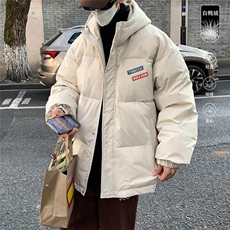 港风冬季新款连帽白鸭绒羽绒服男潮宽松印花YR6144P225控268，男装羽绒服，电商A268A