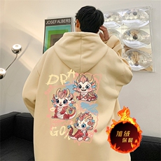 龙年卫衣冬季美式加绒加厚连帽卫衣外套DL1752常规特P35加绒特40，男装卫衣，电商A486