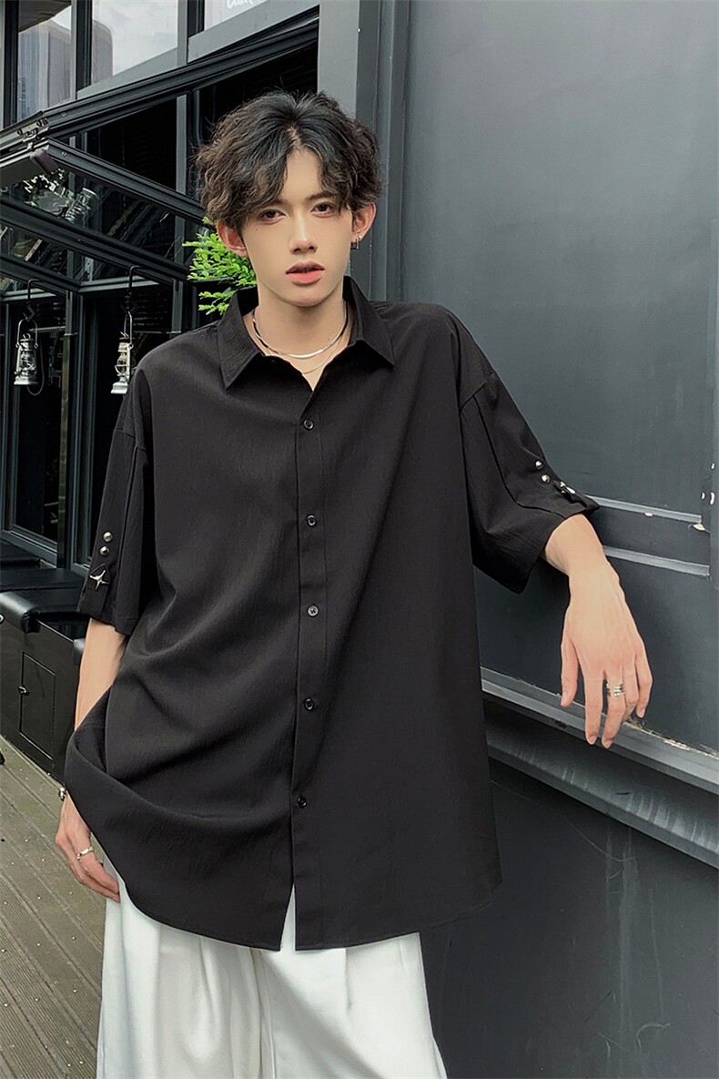 纯色衬衫抖音直播现货短情侣款冰丝衬衣DS-C323-1-7771-P38,男装衬衫,电商C323-1