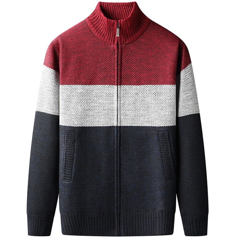 品质好 秋冬季新款男士休闲立领毛衣外套百搭加绒夹克男 8818-P34图片