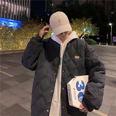 2023冬季棒球领ins菱形格情侣加厚棉服M-3XL潮牌棉衣W2374-P78，男装棉衣，星座512-2