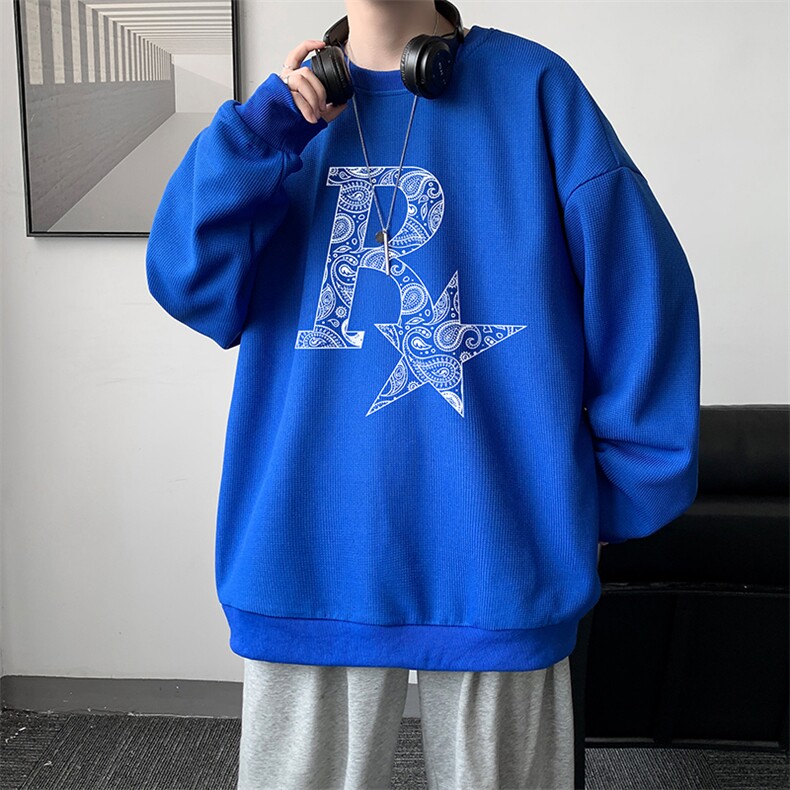华夫格卫衣圆领卫衣男大码长袖t恤男外套HW76328-P30,男装卫衣,电商A040