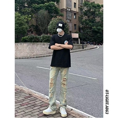 2026夏季美式高街破洞inx小众牛仔裤货号K725P55，男装牛仔裤，电商A063