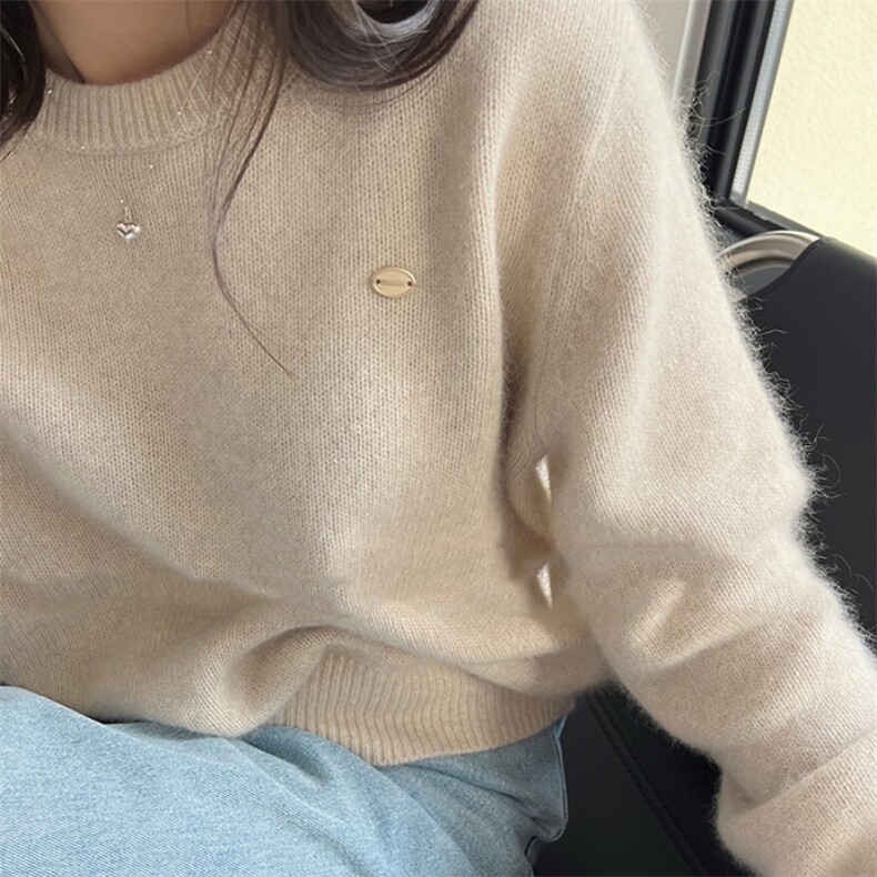 2025年秋季新款百搭圆领针织套衫，女装针织衫/毛衣，胜智羊绒