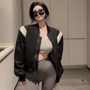 春秋季纯欲修身设计感小众拉链辣妹上衣女领显瘦气质长袖恤