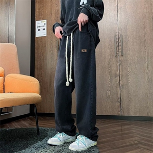 美式街头牛仔裤直筒宽松潮牌痞帅高级感阔腿裤子男高街99033-P45图片