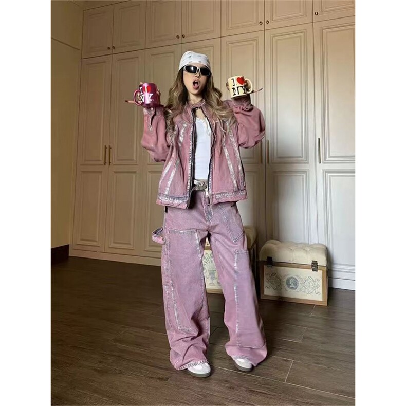 美式复古废土风做旧水洗牛仔外套男女宽松夹克A971-P79，男装夹克，星座1505