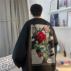 2026秋季新款港风潮玫瑰宽松休闲落肩袖卫衣JK23388特批36-控59，男装卫衣，星座605(原A050)