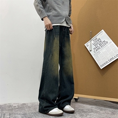 美式高街复古水洗牛仔裤男款直筒潮牌宽松休闲vibe裤子N9330-P45，男装牛仔裤，星座308B-1