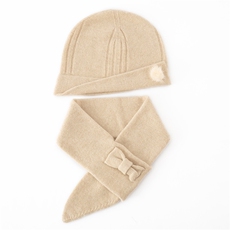 2024秋冬季女外搭保暖针织护颈时尚气质帽子围巾套装，围巾，戎咖羊绒